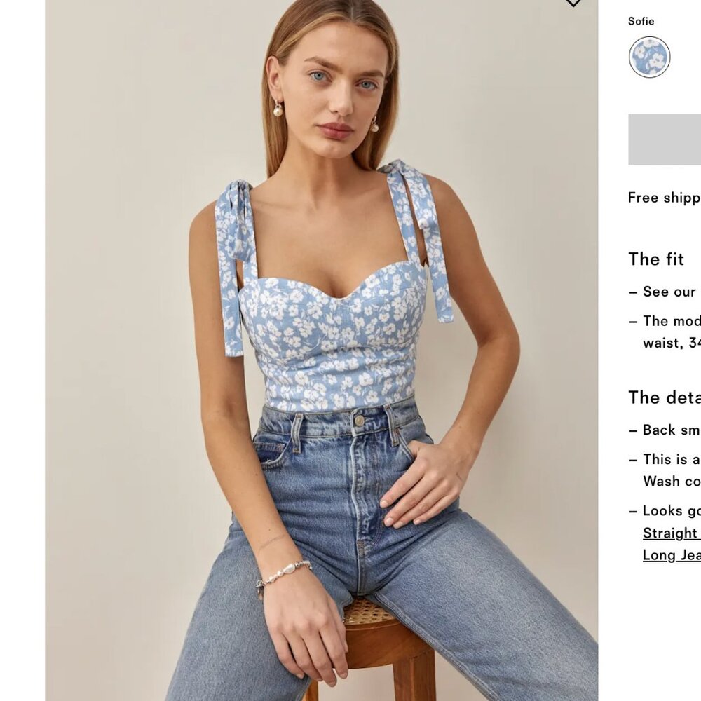 Reformation Jaxon Linen Top Sofie - Size 4